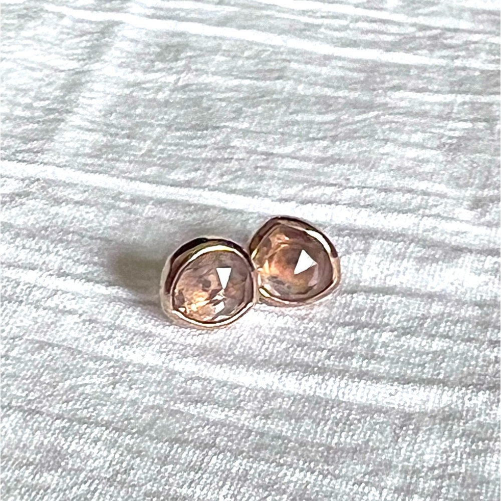 Monica Vinader Siren Studs, rose gold & pink quartz